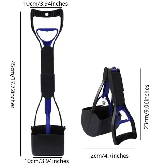 Dog Feces Grabber Long Handle Foldable Stainless Steel Poop Shovel Adjustable Scooper Portable No Bend Rust Proof Detachable Lig