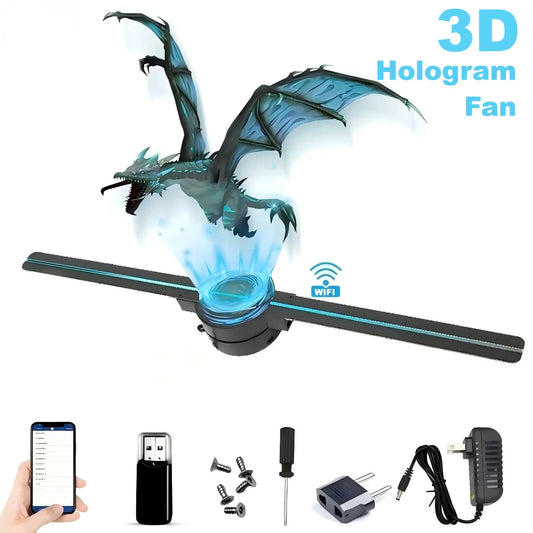 Porgrammable 3D Hologram Fan Projector HD 42CM WiFi for Advertising  Holographic Displays Xmas Parties Bars Stores