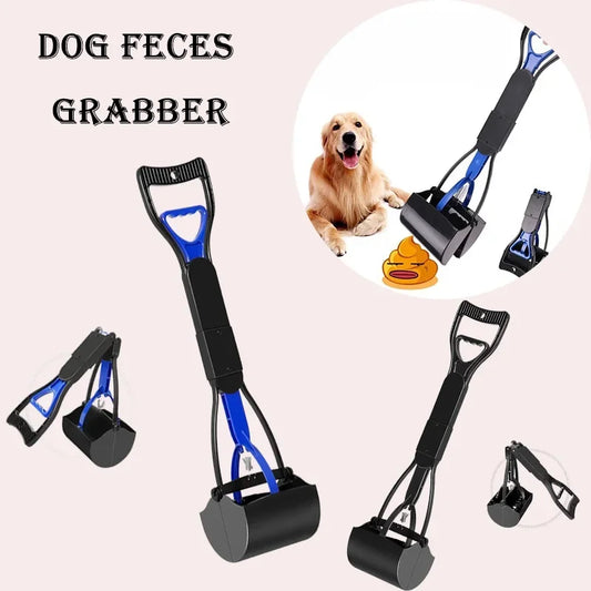 Dog Feces Grabber Long Handle Foldable Stainless Steel Poop Shovel Adjustable Scooper Portable No Bend Rust Proof Detachable Lig