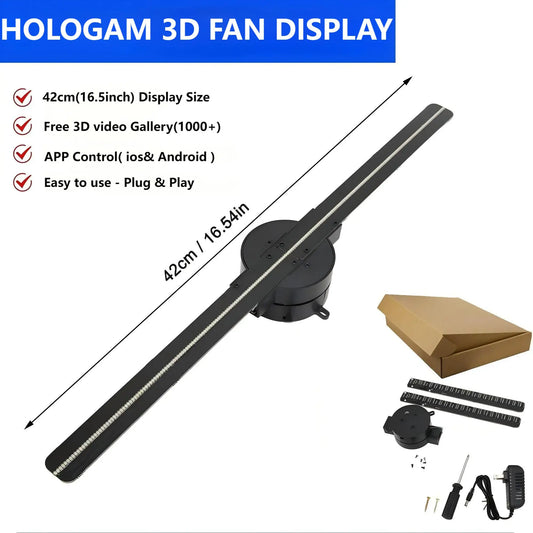 Porgrammable 3D Hologram Fan Projector HD 42CM WiFi for Advertising  Holographic Displays Xmas Parties Bars Stores