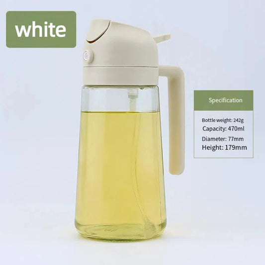 Spray-And-Pour Dual-Purpose Oil Bottle 600ml Food-Grade Glass Mist Oil Spray Evenly Controlled Household Olive Oil Dispenser